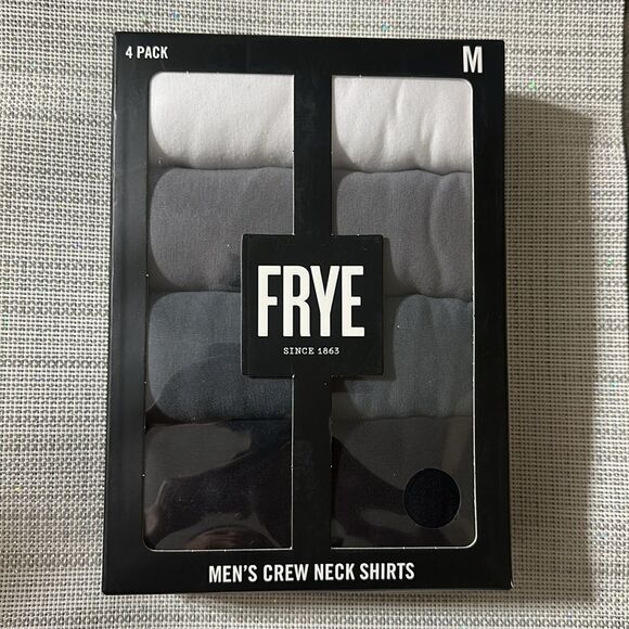 FRYE Black Gray White 4 Pack Short Sleeve Crewneck Cotton Blend Tee - Picture 5 of 11